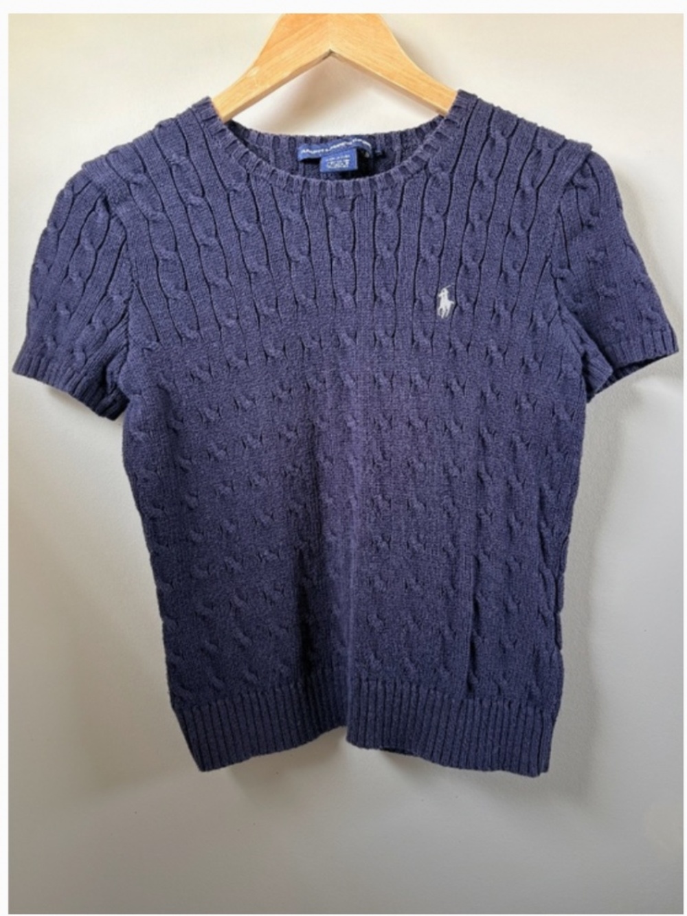 Ralph Lauren Navy Blue Cable Knit Short Sleeve